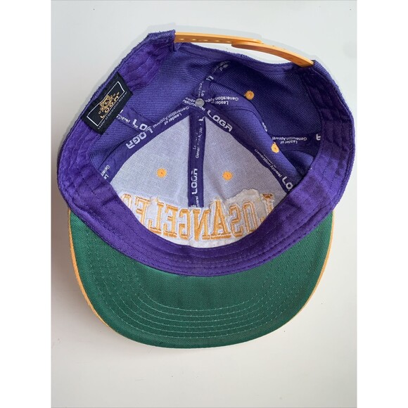 Vintage LOGA Ballcap Snap Back Hat Los Angeles Lakers Purple Gold Y2K Streetware - Picture 5 of 9